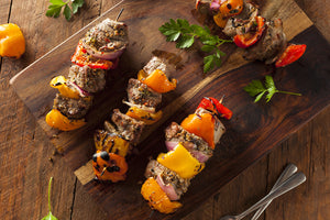 Spicy Suya Steak and Veggie Skewers
