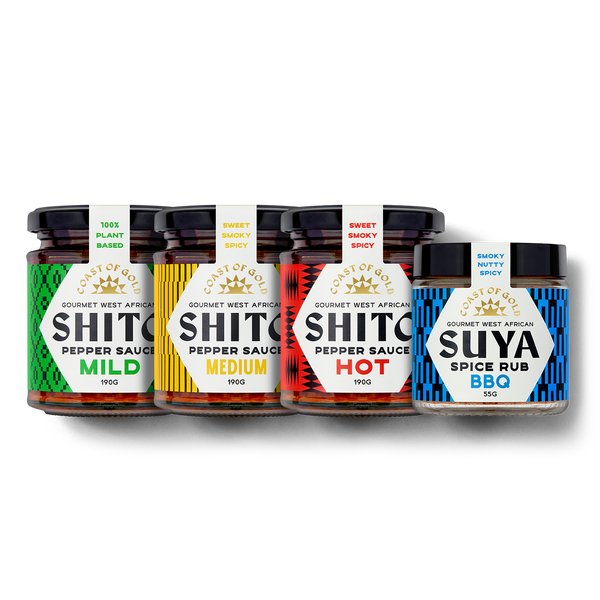 Coast of Gold four pack, four 190g jars of Ghanaian shito pepper sauce