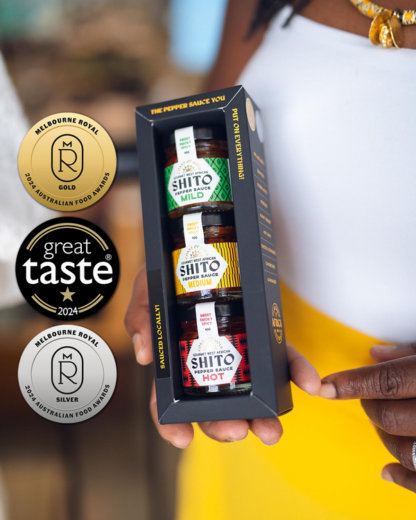 Three 40g Shito Pepper Sauce mini jars, Coast of Gold